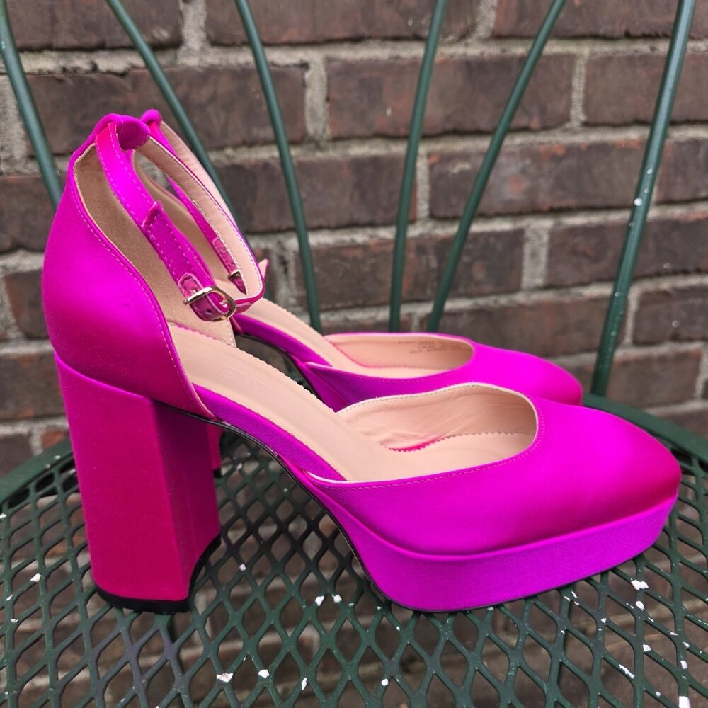 J. Crew Maisie Magenta Pink Size 8 Platform Heels Valentines Holiday Shoes